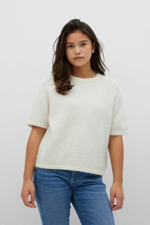 Young Gina Tricot Y Knitted T Shirts White | 58FMWGKCO