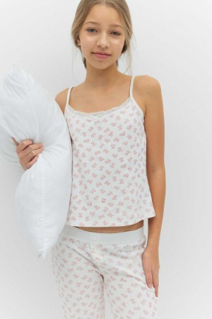 Young Gina Tricot Y Lace Tank Top White | 95JYGKHVE