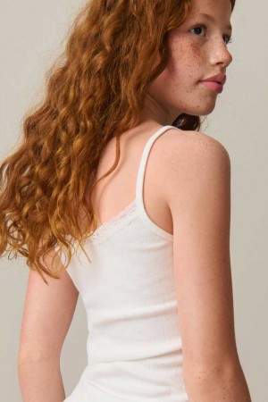 Young Gina Tricot Y Lace Tank Top White | 38WZAMHFJ