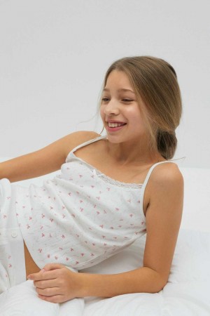 Young Gina Tricot Y Lace Tank Top White | 32YFTJALV