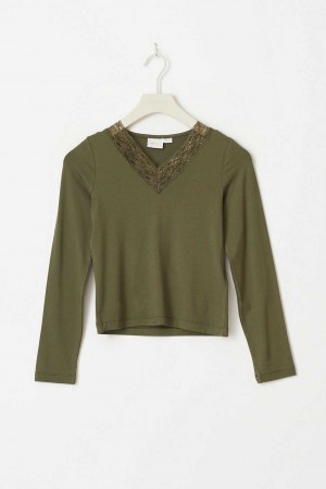 Young Gina Tricot Y Lace Top Green | 68XELAJIT