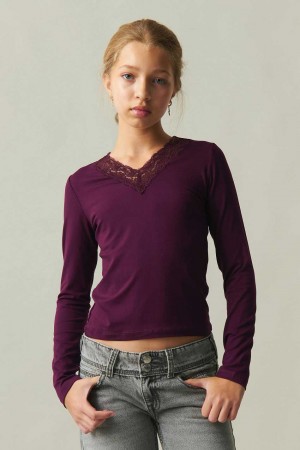 Young Gina Tricot Y Lace Top Red | 27WLVENXQ