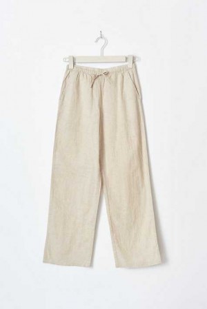 Young Gina Tricot Y Linenmix Trousers White | 80RQCODHX