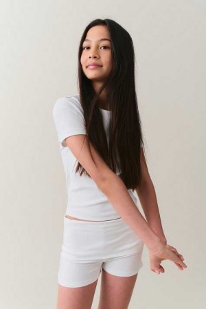 Young Gina Tricot Y Low Waist Yoga Shorts White | 79MLURQWA