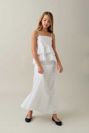 Young Gina Tricot Y Maxi Skirts White | 08DXYRIKA