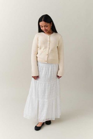 Young Gina Tricot Y Maxi Skirts White | 35DYWMERU