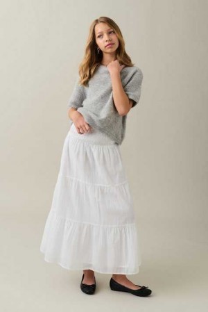Young Gina Tricot Y Maxi Skirts White | 91VGLIFUJ