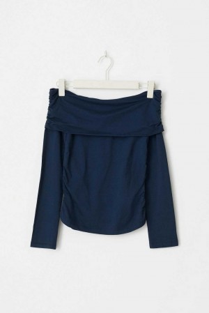 Young Gina Tricot Y Off Shoulder Top Blue | 59PGENJVM