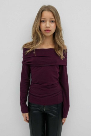 Young Gina Tricot Y Off Shoulder Top Red | 18PXDMVFL