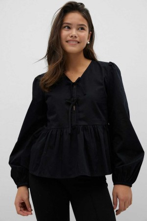 Young Gina Tricot Y Puff Sleeve Blouse Black | 73IRDWLBA