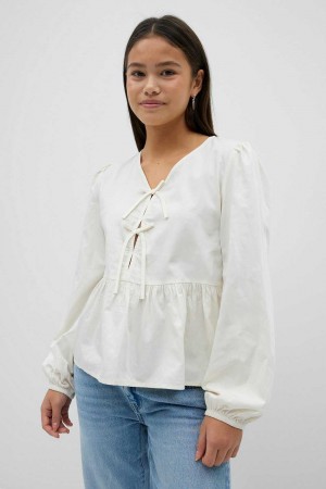 Young Gina Tricot Y Puff Sleeve Blouse White | 79TNRPHYD