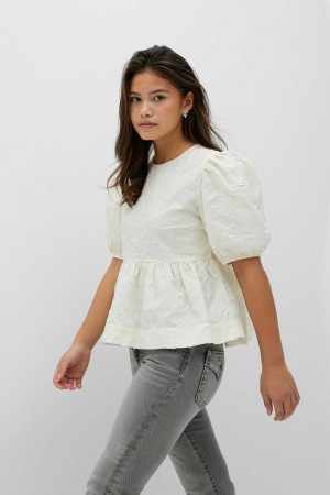 Young Gina Tricot Y Puff Sleeve T Shirts White | 20ZVAWFSH