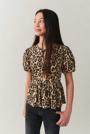 Young Gina Tricot Y Puff Sleeve Top Beige | 81BOJMATW