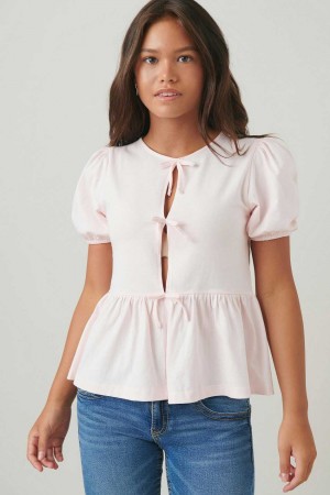 Young Gina Tricot Y Puff Sleeve Top Pink | 46OSKGZJI