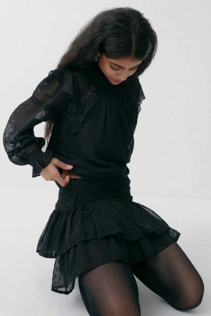 Young Gina Tricot Y Ruched Skirts Black | 24DLNWZPU