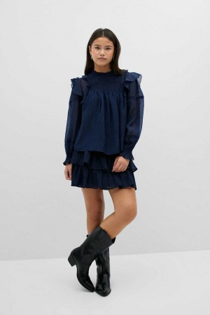 Young Gina Tricot Y Ruched Skirts Blue | 26WLZHEMX