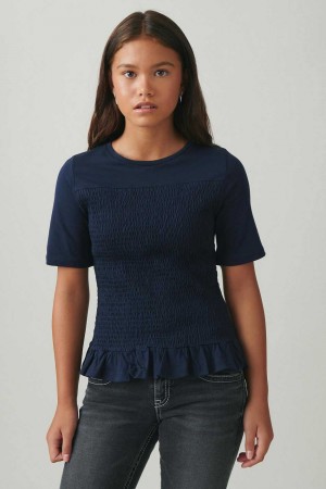 Young Gina Tricot Y Smock Top Blue | 06SHJDCQO