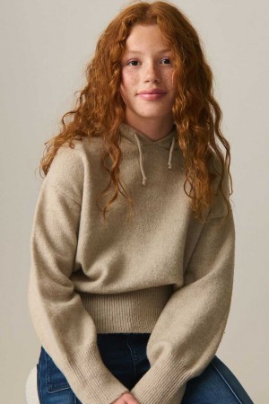 Young Gina Tricot Y Soft Knitted Hoodie White | 84KDTQIEF