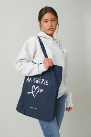 Young Gina Tricot Young Tote Bag Blue | 05DOYEPXV